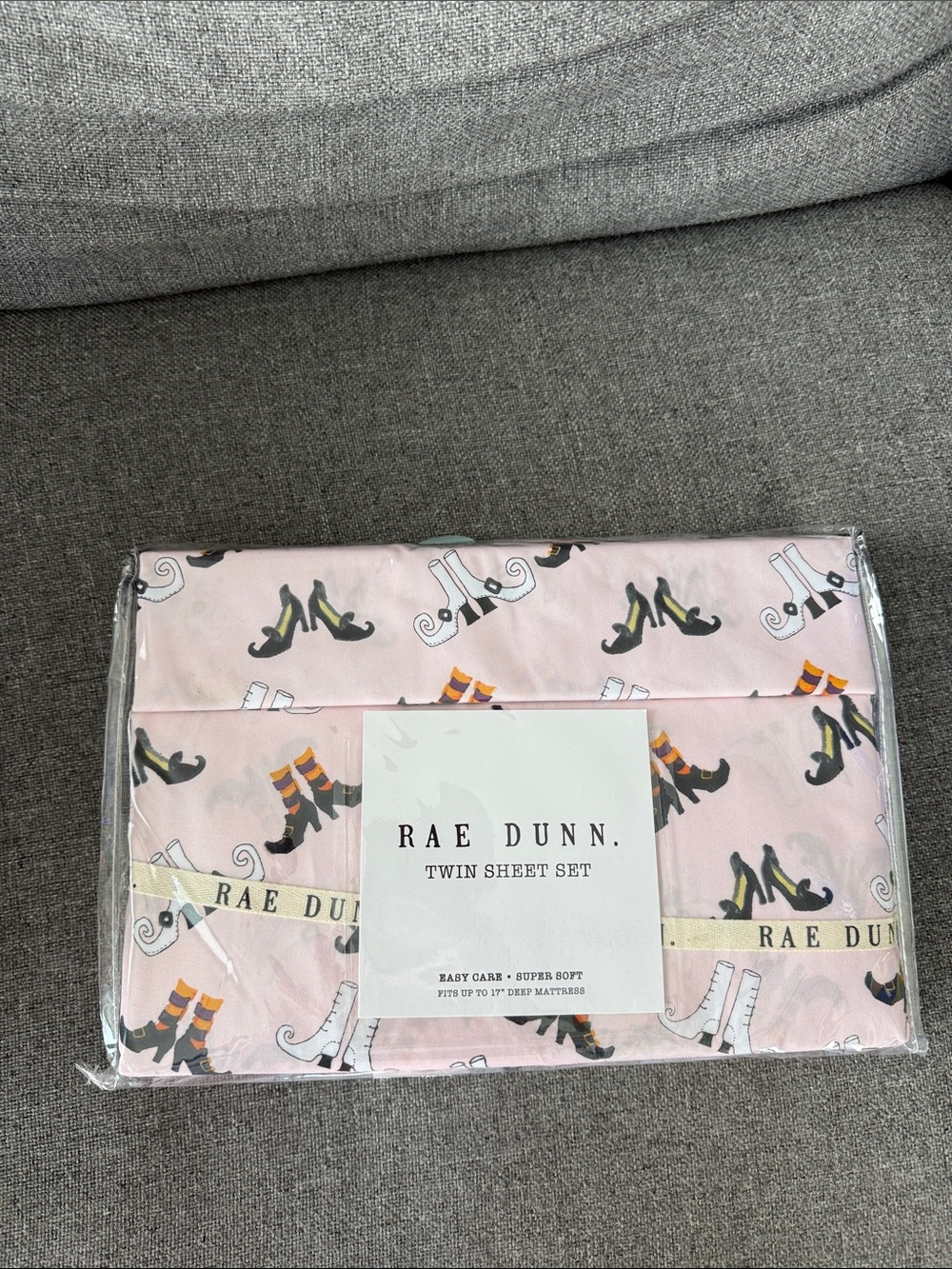 Rae Dunn Pink Halloween Witch Boot Twin Sheet Set